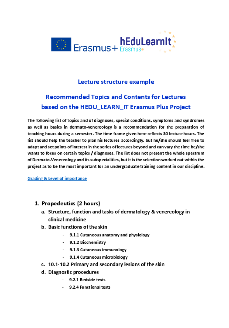 recommended topics contents for lectures hedulearnit